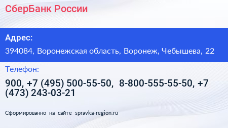 Нажмите, чтобы скачать визитку СберБанк России - визитка