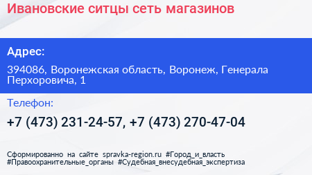 Ивановские ситцы сеть магазинов - визитка