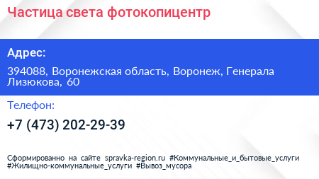 Частица света фотокопицентр - визитка