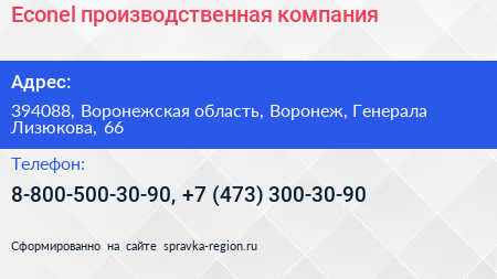 Econel производственная компания - визитка