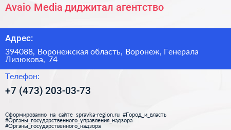 Avaio Media диджитал агентство - визитка