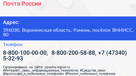 Почта России - визитка