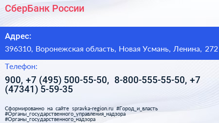 Нажмите, чтобы скачать визитку СберБанк России - визитка