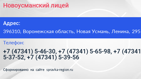 Новоусманский лицей - визитка