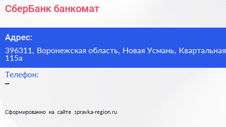 Нажмите, чтобы скачать визитку СберБанк банкомат - визитка