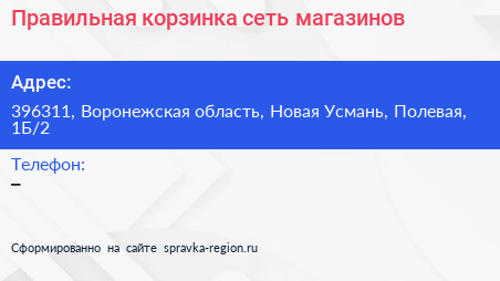 Правильная корзинка сеть магазинов - визитка