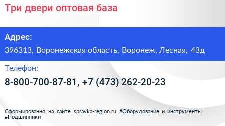 Три двери оптовая база - визитка