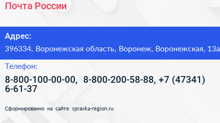 Почта России - визитка