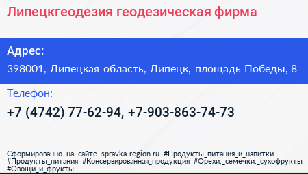 Липецкгеодезия геодезическая фирма - визитка
