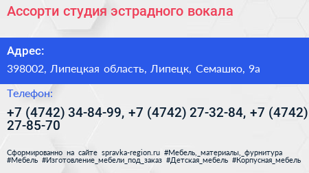 Ассорти студия эстрадного вокала - визитка