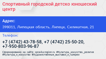 Спортивный городской детско юношеский центр - визитка