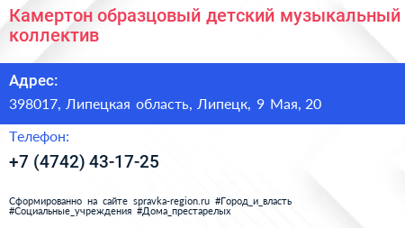 Камертон образцовый детский музыкальный коллектив - визитка