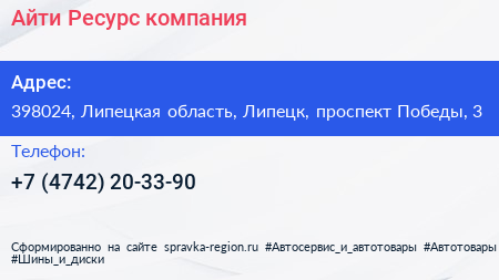Айти Ресурс компания - визитка