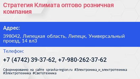 Стратегия Климата оптово розничная компания - визитка