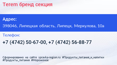 Terem бренд секция - визитка