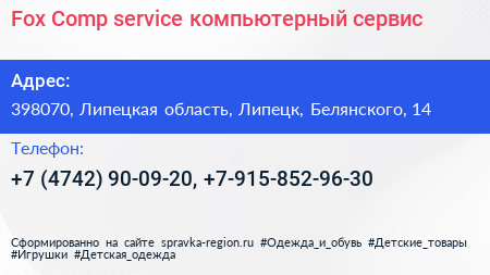 Fox Comp service компьютерный сервис - визитка
