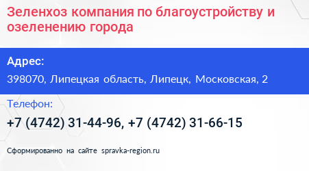 Зеленхоз компания по благоустройству и озеленению города - визитка