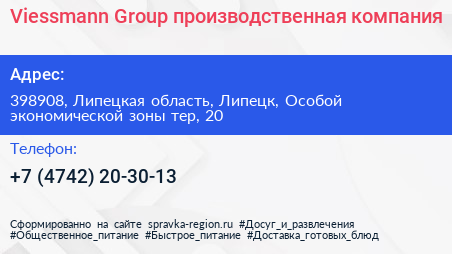 Viessmann Group производственная компания - визитка