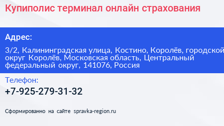 Купиполиc терминал онлайн страхования - визитка