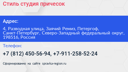 Стиль студия причесок - визитка
