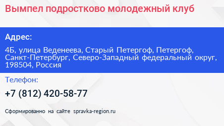 Вымпел подростково молодежный клуб - визитка