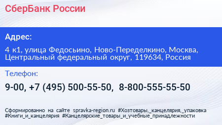 СберБанк России - визитка