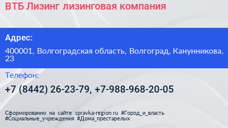 ВТБ Лизинг лизинговая компания - визитка