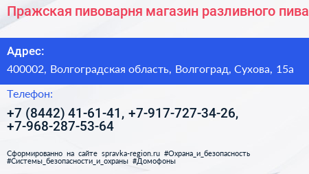Пражская пивоварня магазин разливного пива - визитка