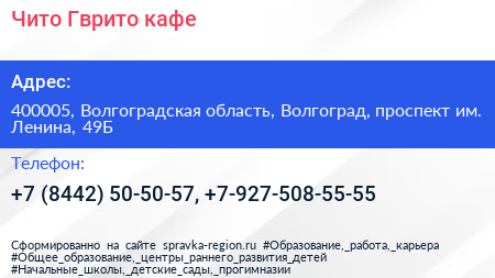 Чито Гврито кафе - визитка