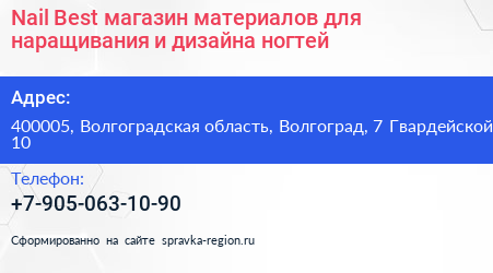 Nail Best магазин материалов для наращивания и дизайна ногтей - визитка