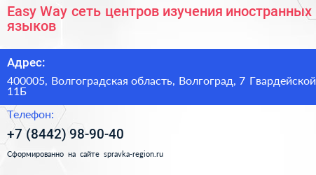 Easy Way сеть центров изучения иностранных языков - визитка