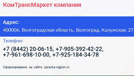 КомТрансМаркет компания - визитка