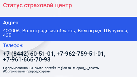 Статус страховой центр - визитка