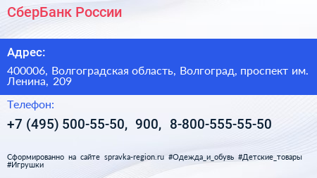 СберБанк России - визитка