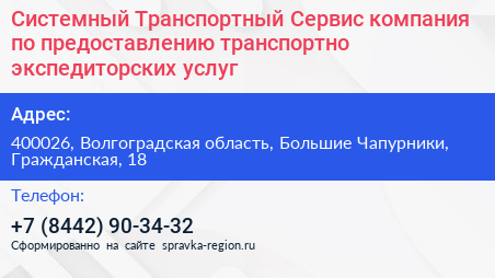 Системный Транспортный Сервис компания по предоставлению транспортно экспедиторских услуг - визитка