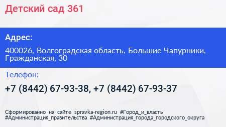 Детский сад 361 - визитка