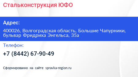 Стальконструкция ЮФО - визитка