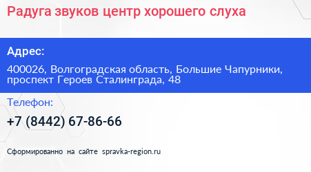 Радуга звуков центр хорошего слуха - визитка
