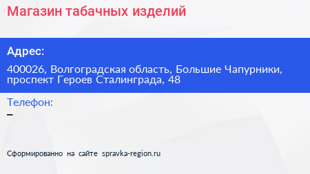 Магазин табачных изделий - визитка