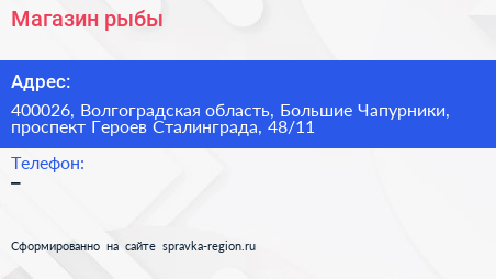 Магазин рыбы - визитка