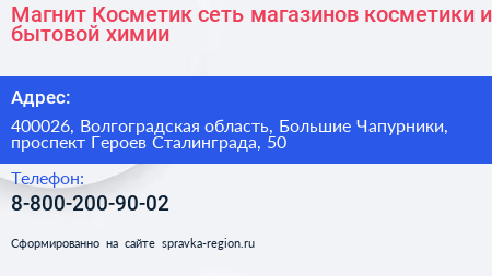 Магнит Косметик сеть магазинов косметики и бытовой химии - визитка