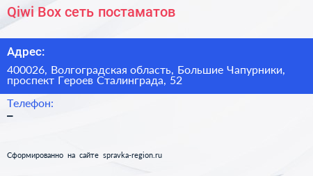 Qiwi Box сеть постаматов - визитка