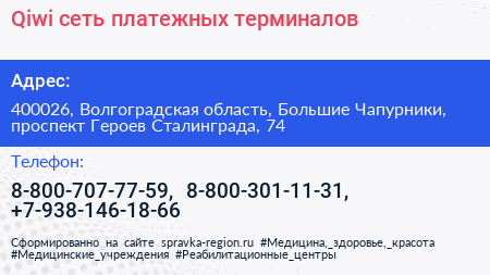 Qiwi сеть платежных терминалов - визитка