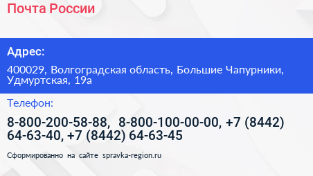 Почта России - визитка