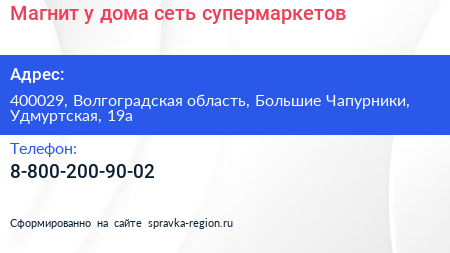 Магнит у дома сеть супермаркетов - визитка
