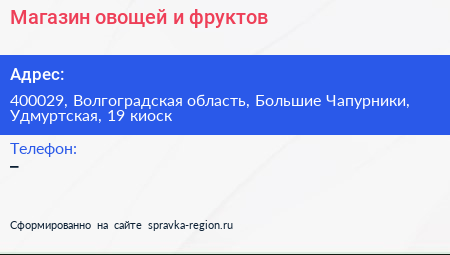 Магазин овощей и фруктов - визитка