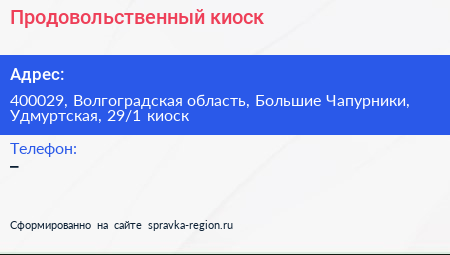 Продовольственный киоск - визитка