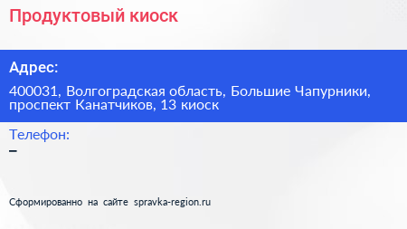 Продуктовый киоск - визитка