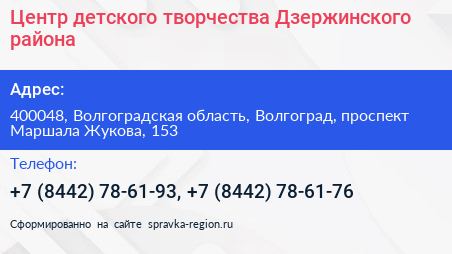 Центр детского творчества Дзержинского района - визитка