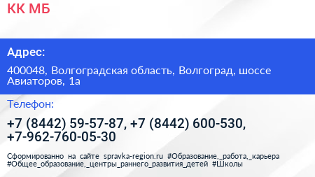 КК МБ - визитка